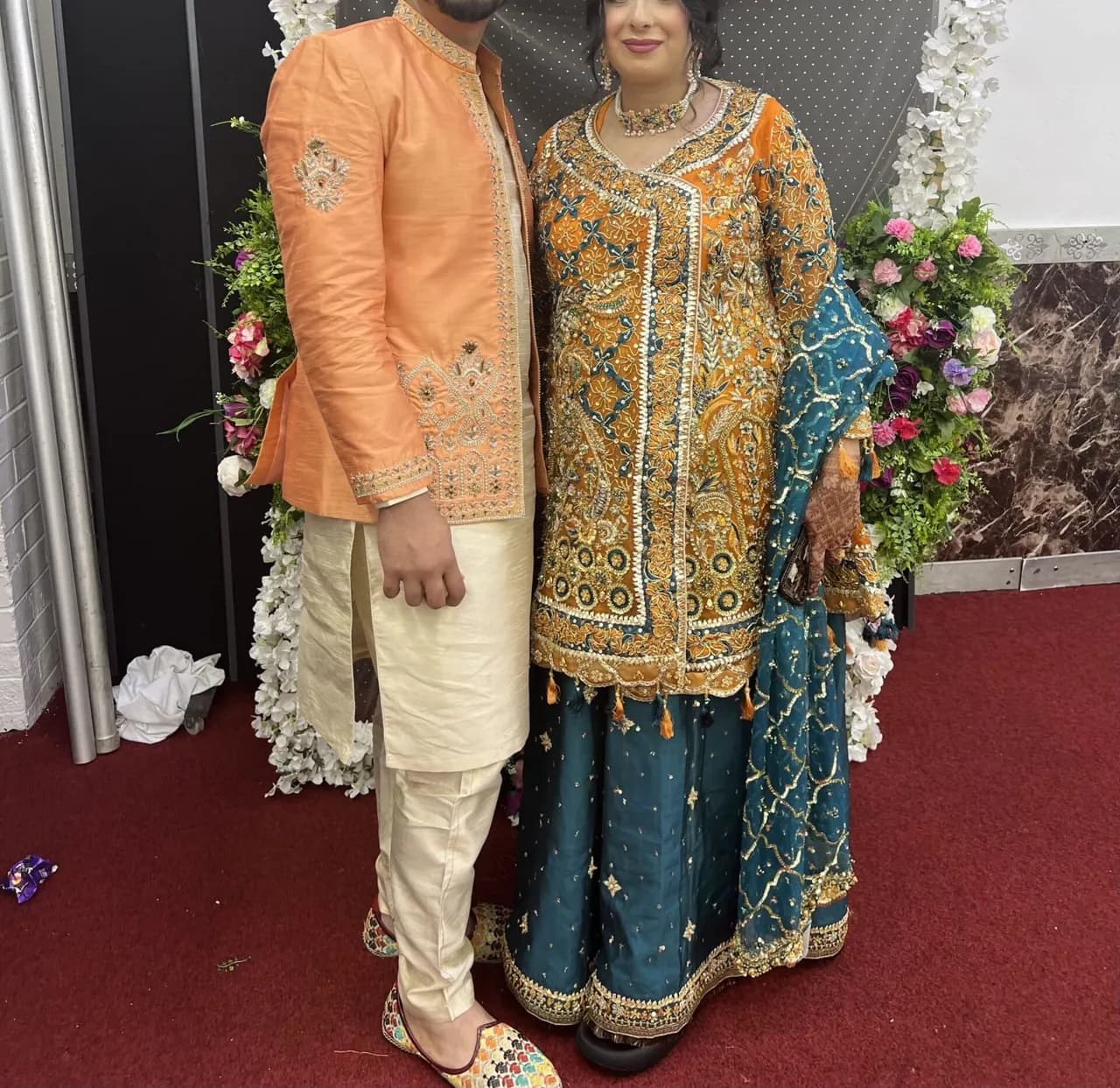 Turquoise Peplum shirt with Lengha & duppata. — image 1