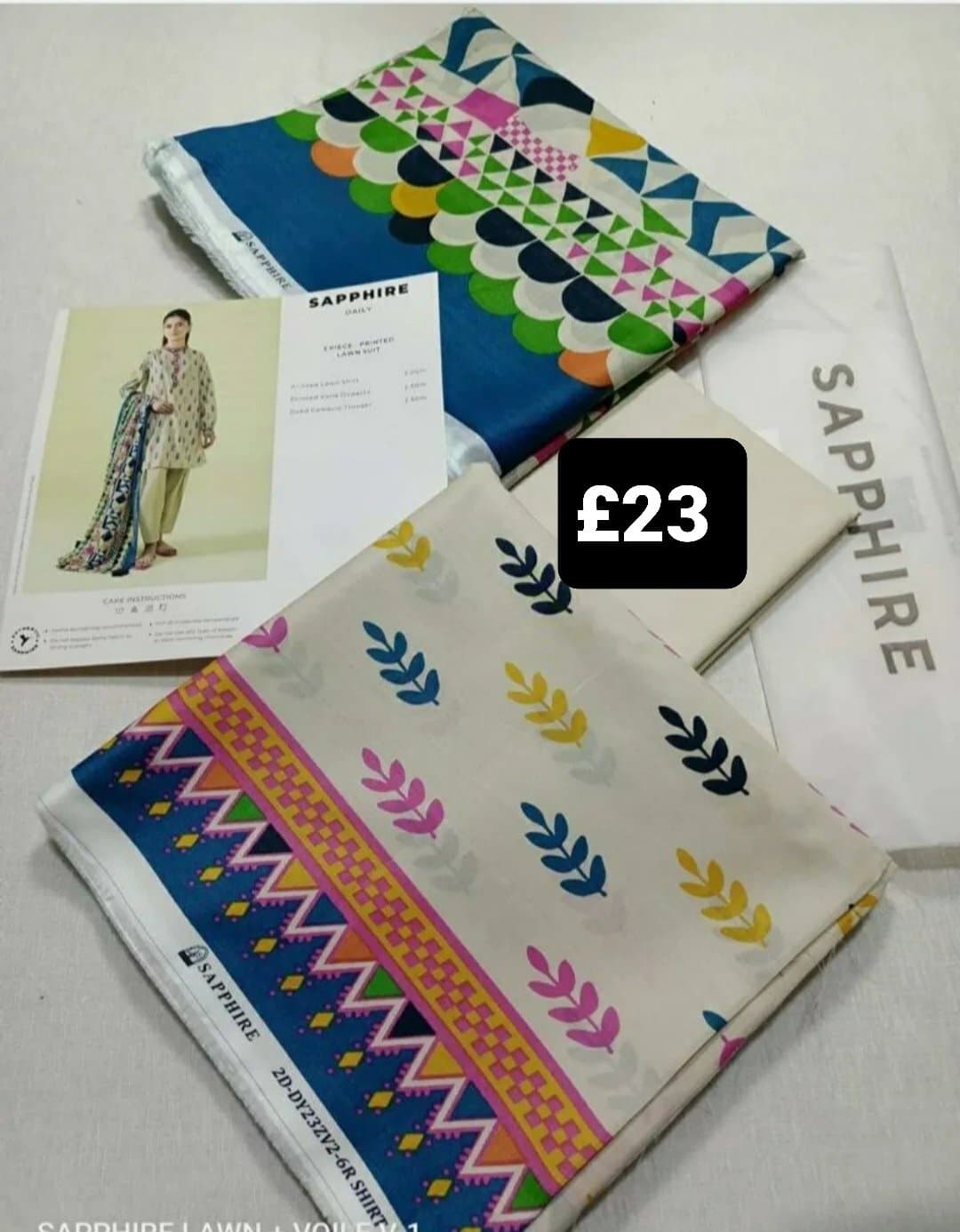Sapphire 3 piece unstitched lawn suit