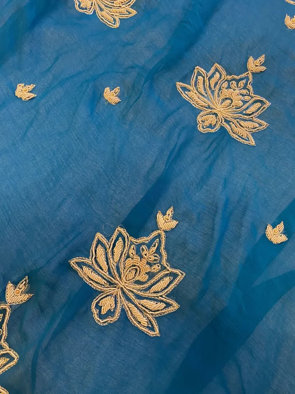 Teal Chiffon Saree — image 1