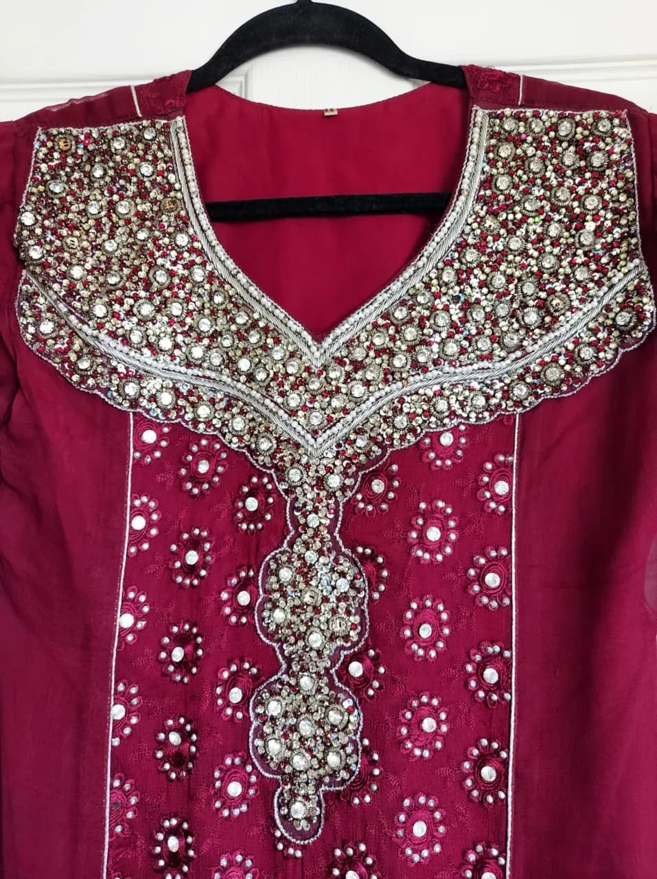 Red embroidered 3 peice suit — image 1