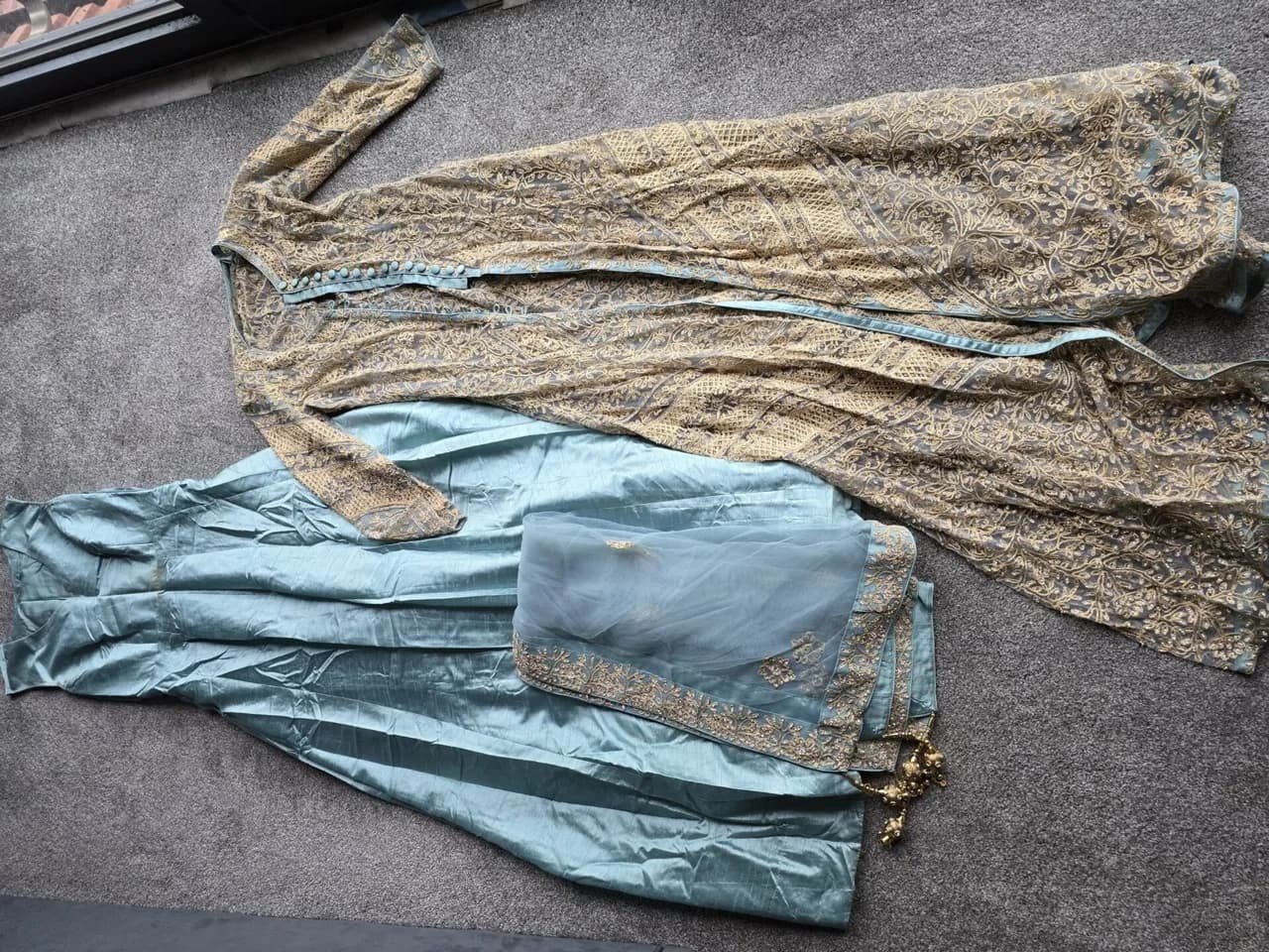 Hand Embroidered Sequin Long Dress - Size 8/S — image 1