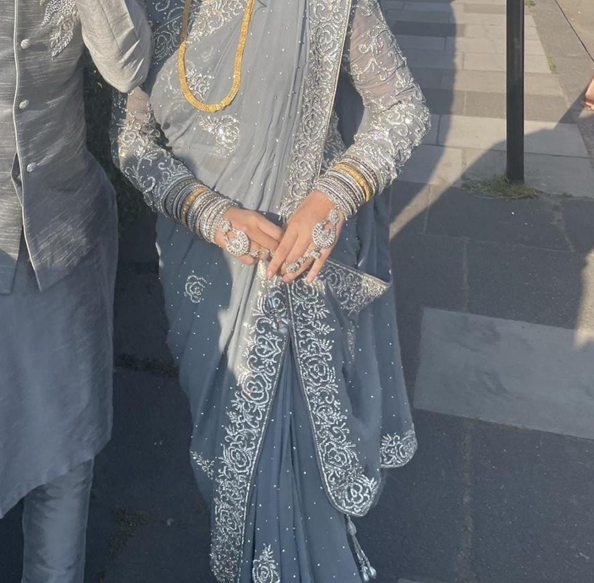 GREY SILVERBRIDAL SAREE — image 1