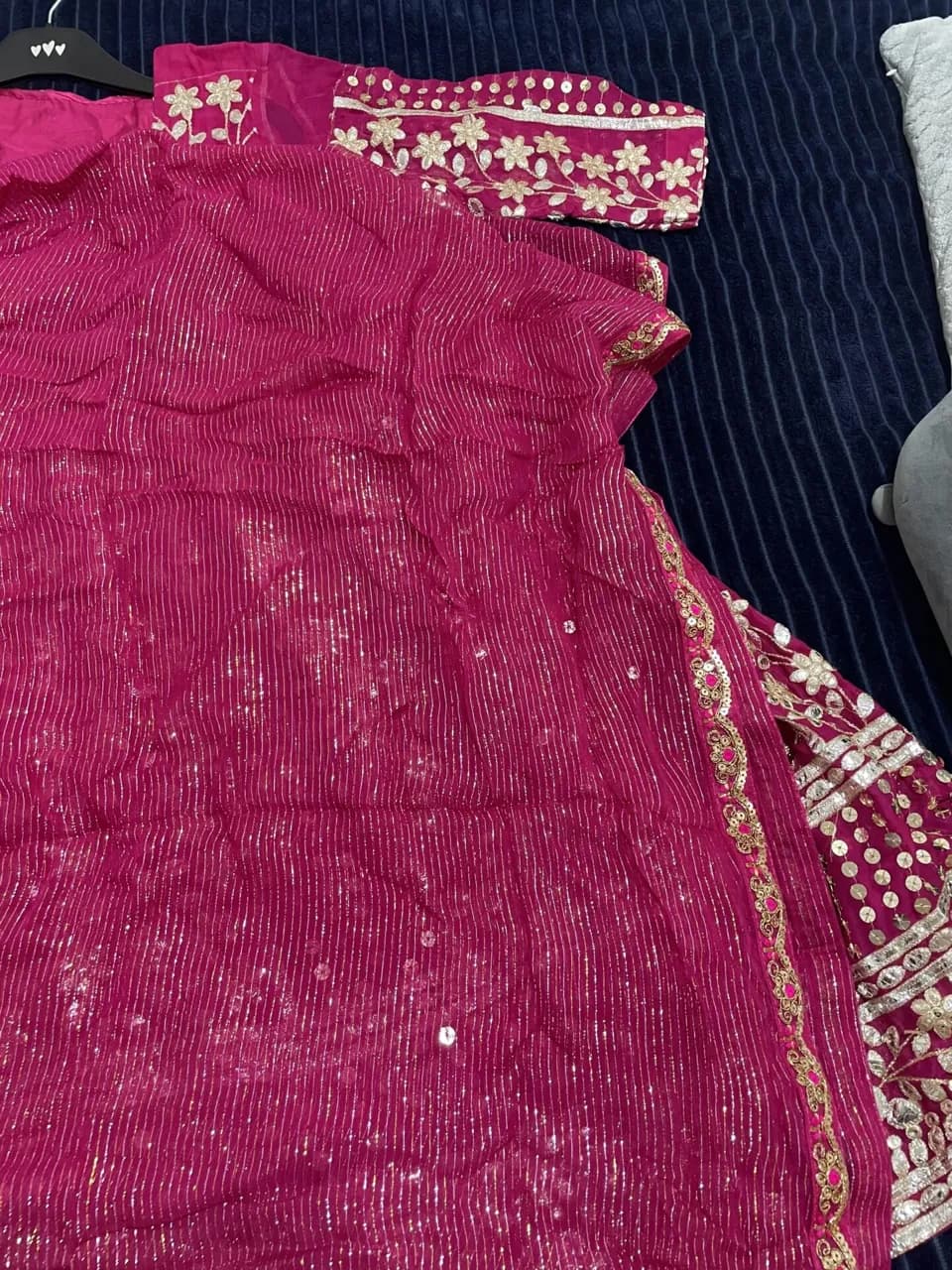 tailor made pretty pink Pakistani/Indian short frock with trousers and dopatta — image 1
