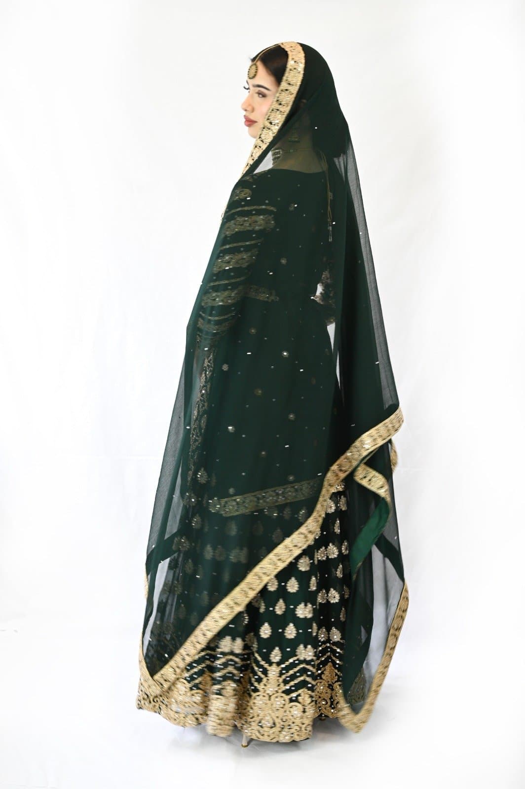 Brand New Deep Green Lehenga choli Indian traditional Wedding wear Bollywood fully stitched Mehndi Lehnga — image 1
