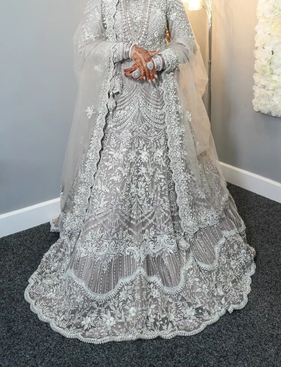 Asian Pink Nude Wedding Dress Silver and beads embellishment LaRosa Boutique — image 1