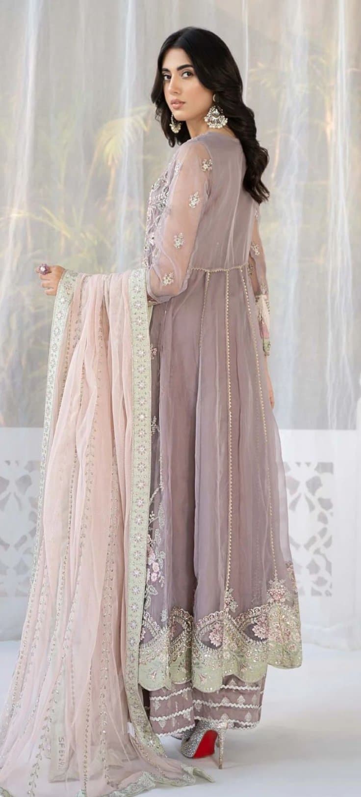 Maria.B 3 Piece Embroidered Organza Suit in Pink/Purple Size Medium — image 1