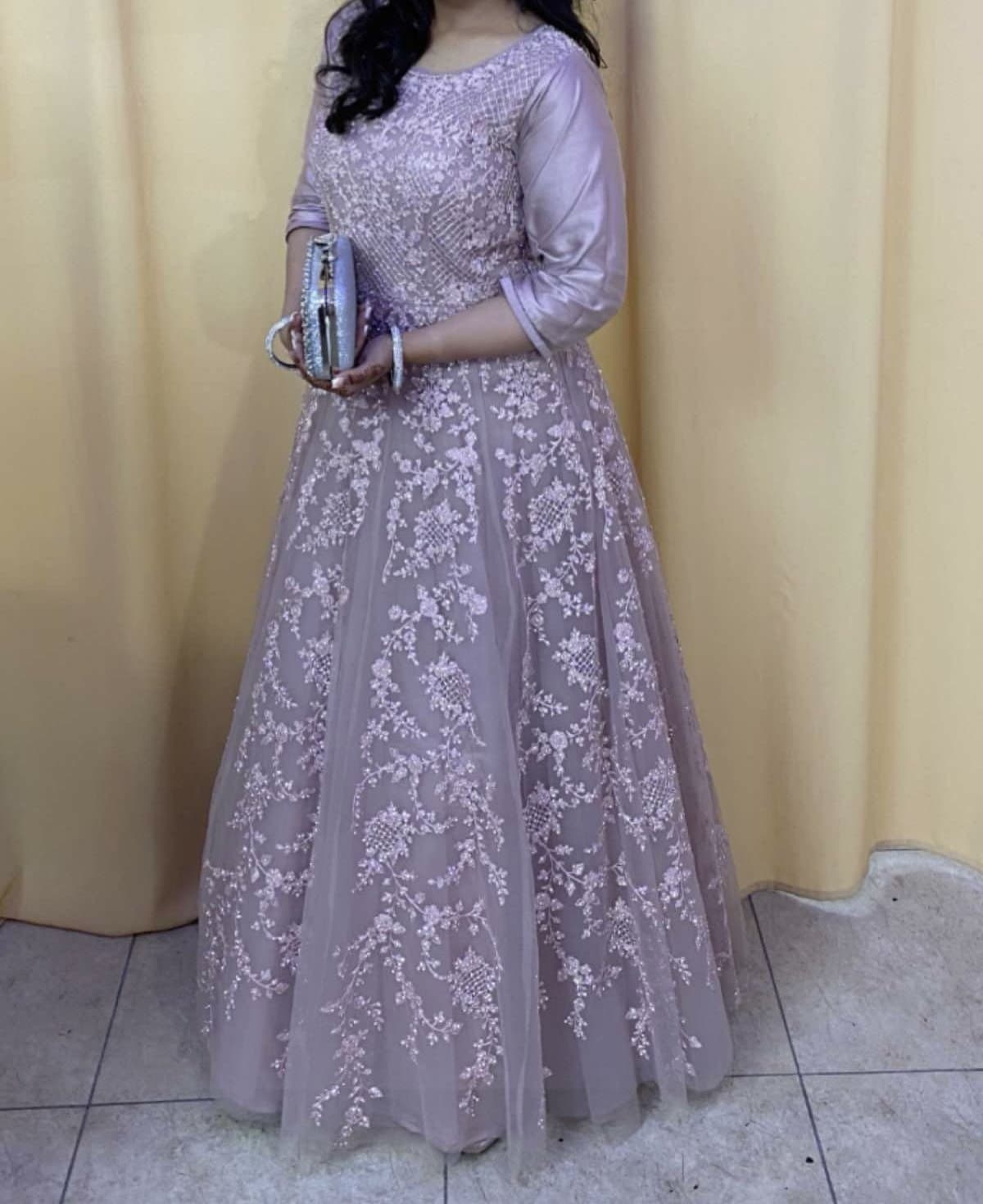Asian party wear pink maxi dress — image 1