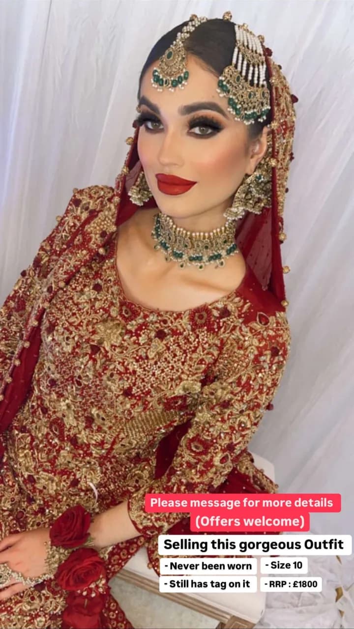 Red & Gold Bridal Lehnga — image 1