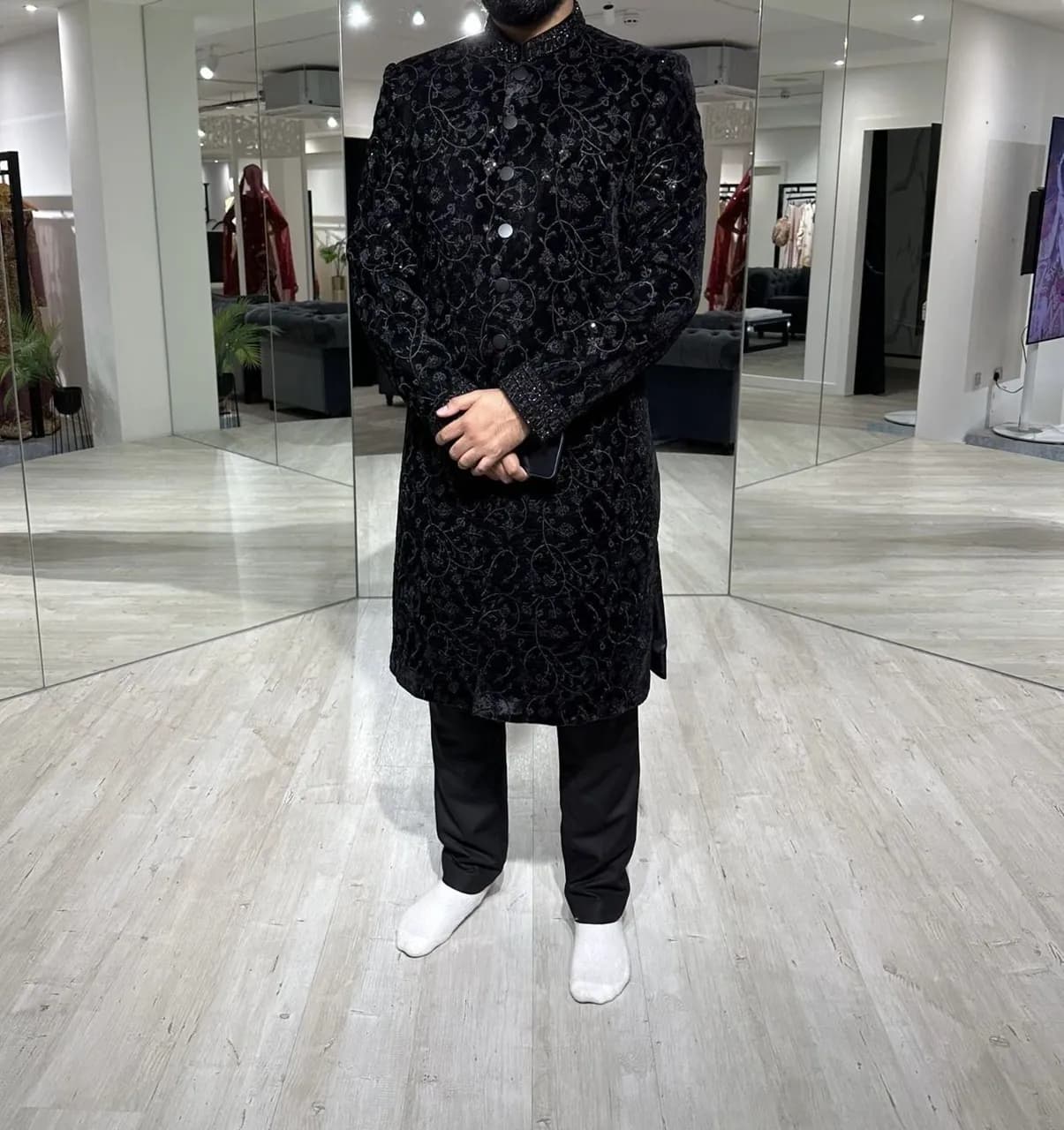 2x Matching Luxury Black Sherwani — image 1
