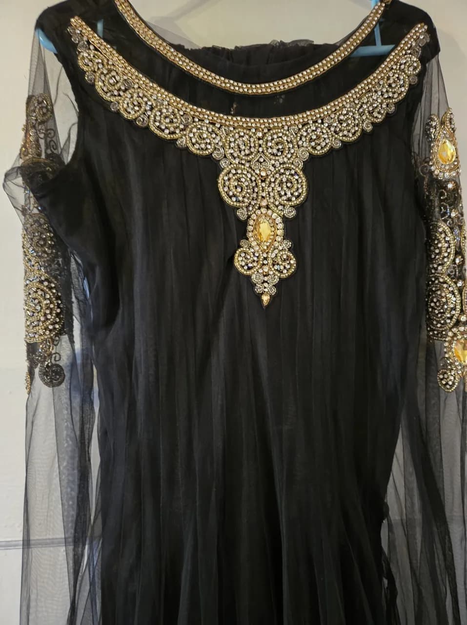 Black suit with pink rim and work on neck and arms — image 1