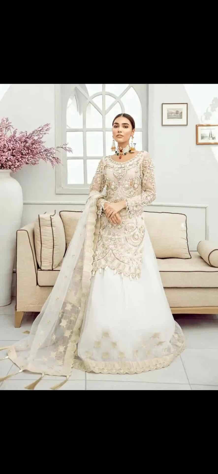 Embroidered net lengha — image 1