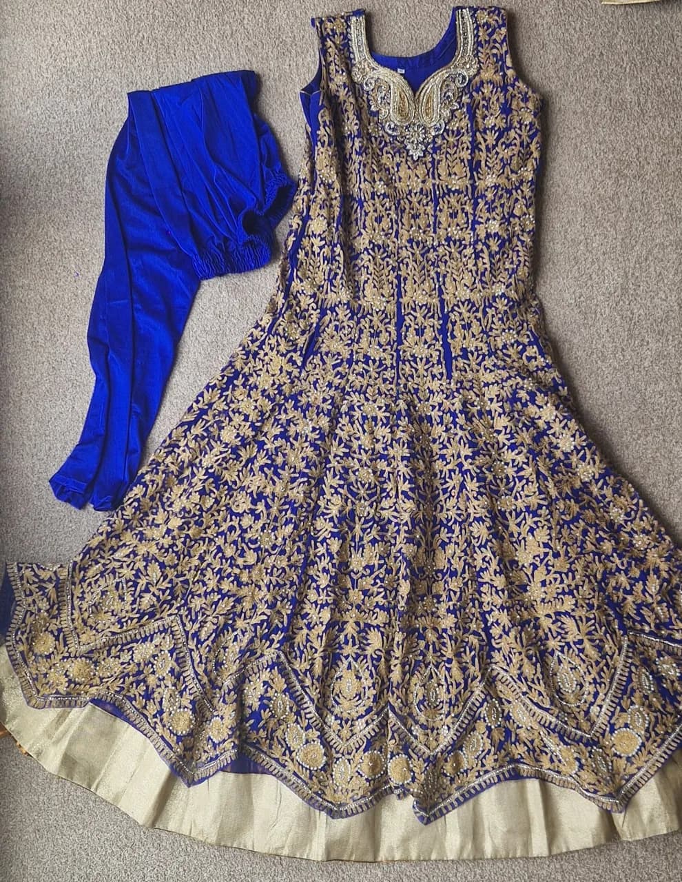 Royal Blue Anarkali with Gold Embroidery — image 1