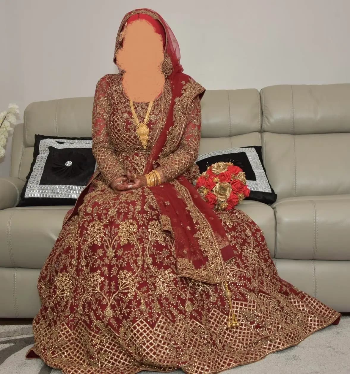 Women's Red and Gold Wedding Lengha