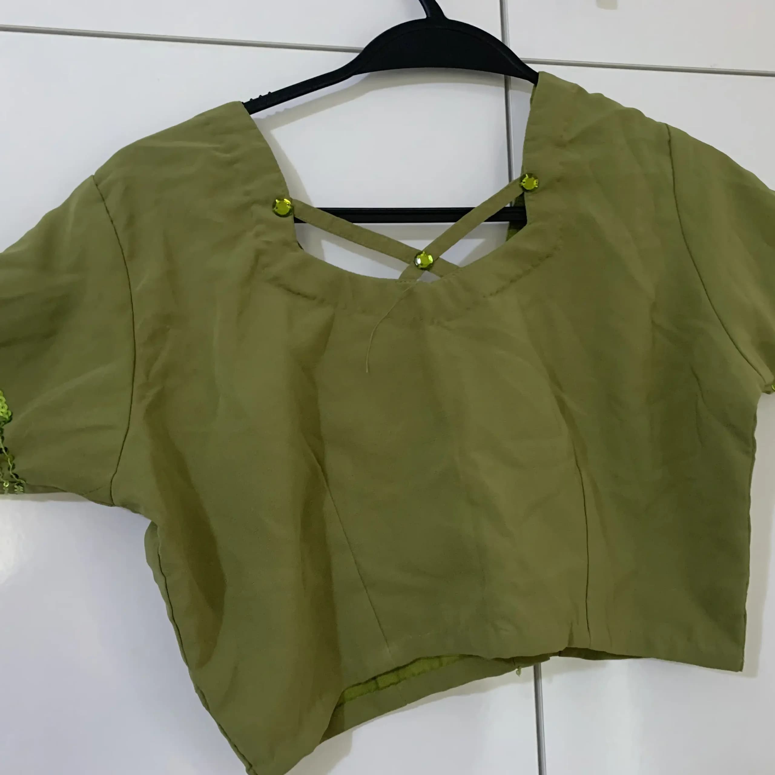 Elegant olive Green saree with sequins