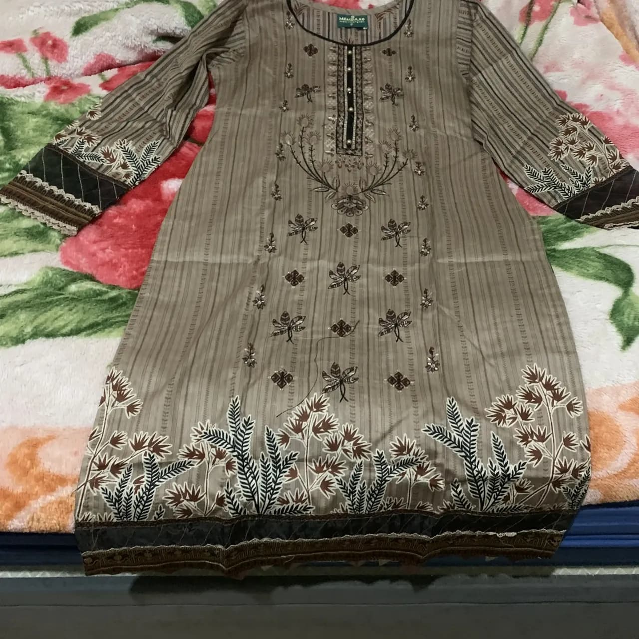 MDNA-12 - Light Brown Embroidered Lawn Outfit brand new — image 1