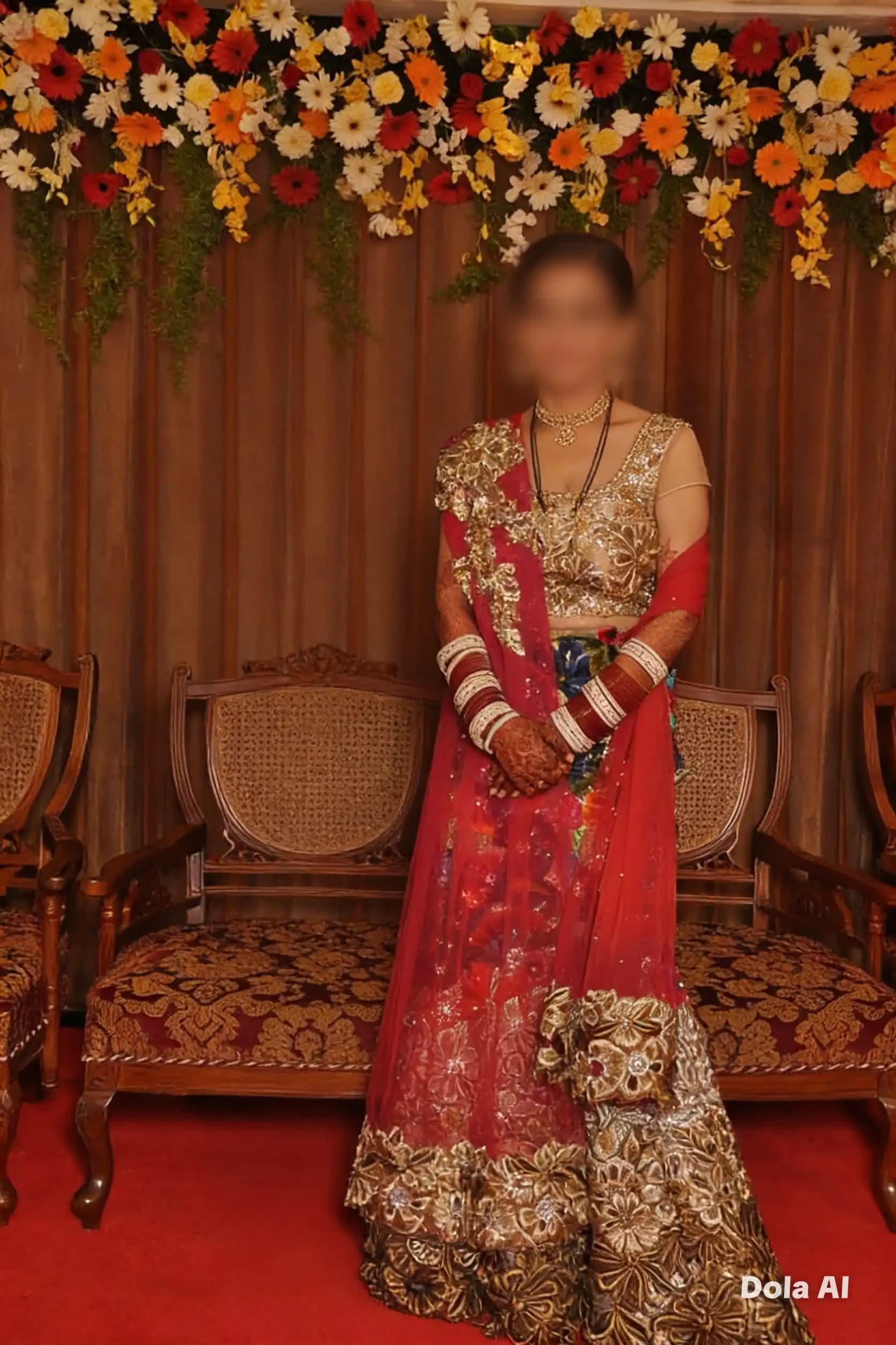 Designer Wedding Lehenga with 2 different duppatas — image 1