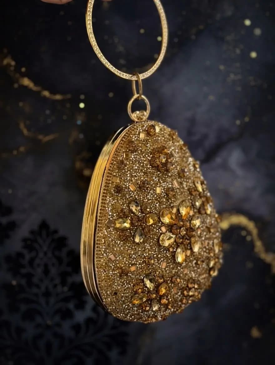 Gold Embellished Bridal/Wedding Clutch Bag