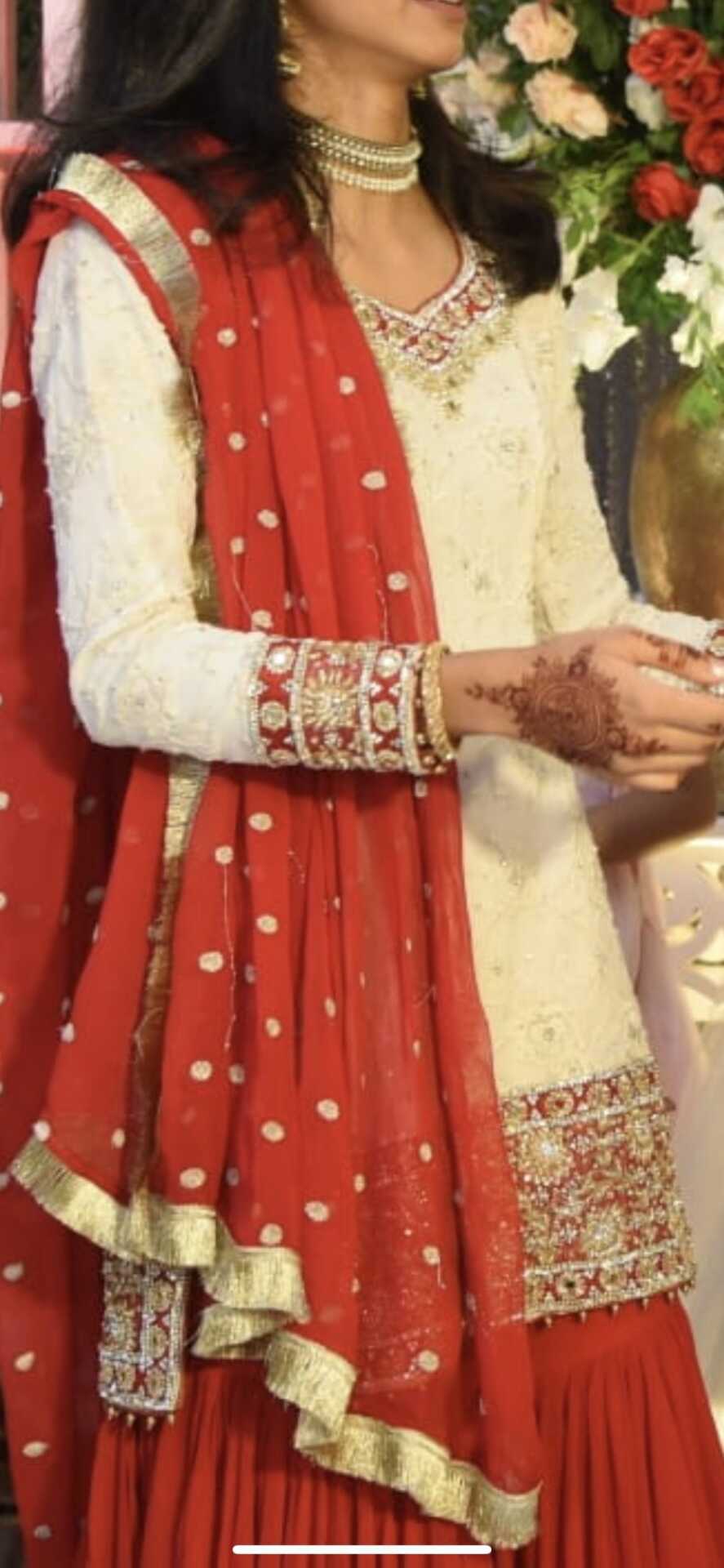 white and red gharara