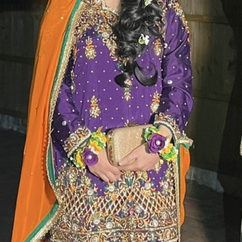 Mehndi outfit with matching artificial jewellery