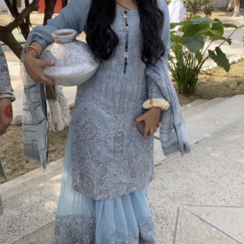 Ice blue outfit kameez