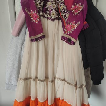 Stunning long frock style with beautiful scarf