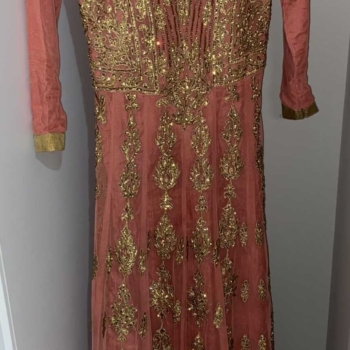 Dusty pink/coral Asian long dress