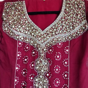 Red embroidered 3 peice suit