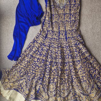 Royal Blue Anarkali with Gold Embroidery