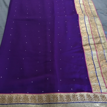 Purple and gold border saree