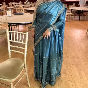 teal saree legha