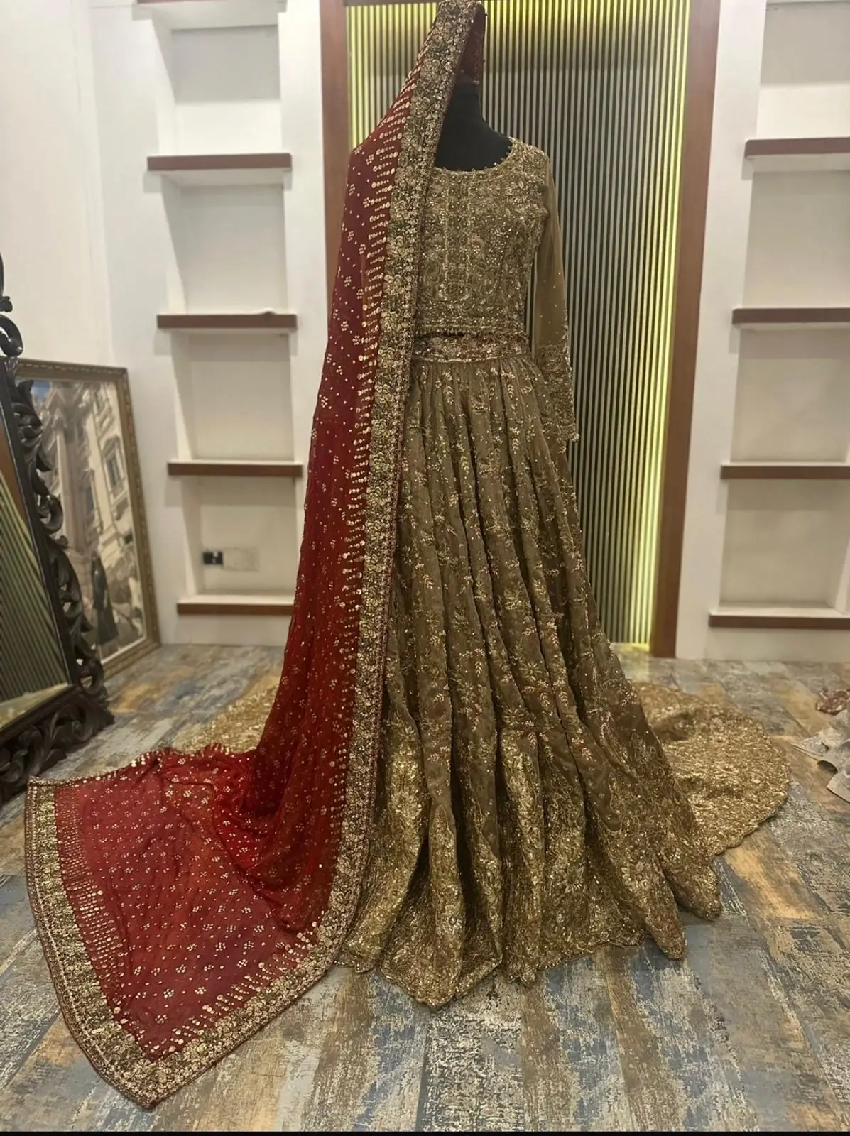 Luxury Gold & Maroon Bridal Lehenga