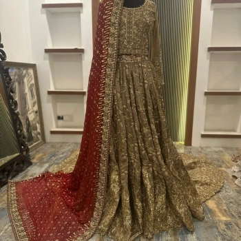 Luxury Gold & Maroon Bridal Lehenga