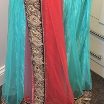 Turquoise skirt/lehnga and dupatta