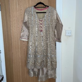 Pink and gold organza/ silk asian trail outfit