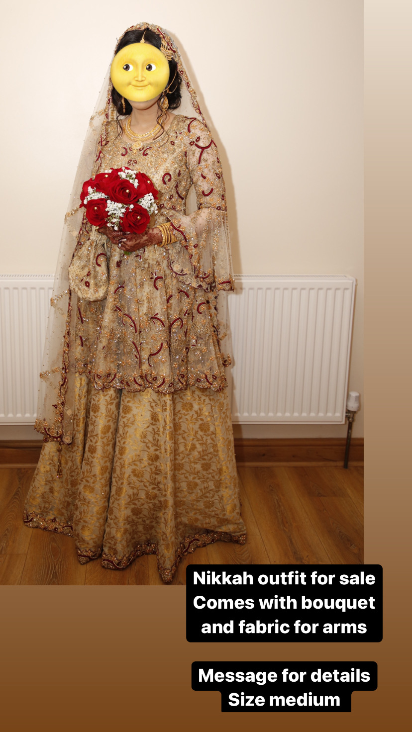 White gold and red two piece nikkah lengha