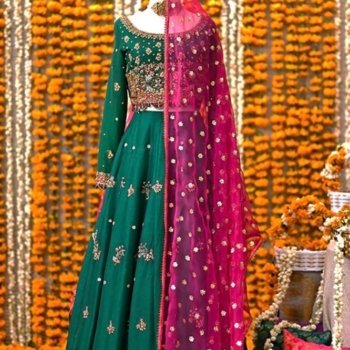 Mubashira Usman – Green Mehndi lengha choli