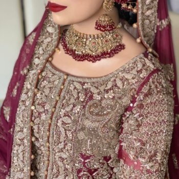 RDC 3PC Maroon & Gold Bridal Outfit