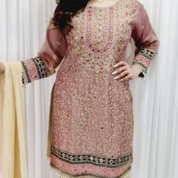 Hot pink and gold dress (TOP&DUPPATA)