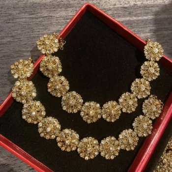 Bees kundan antique gold bridal anklets