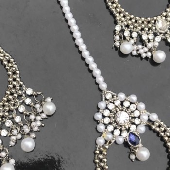 Silver and blue wedding set