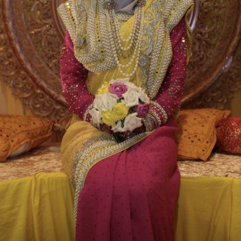 Pink and yellow saree