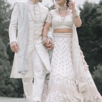 Ivory bridal lengha