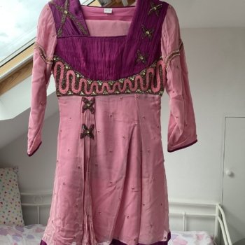 Gorgeous rose pink & purple Asian suit