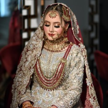 pastel blue and deep burgundy lengha.