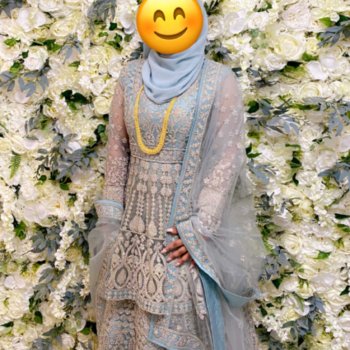 Sky blue peplum lengha