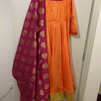 Orange and hot pink mendhi dress