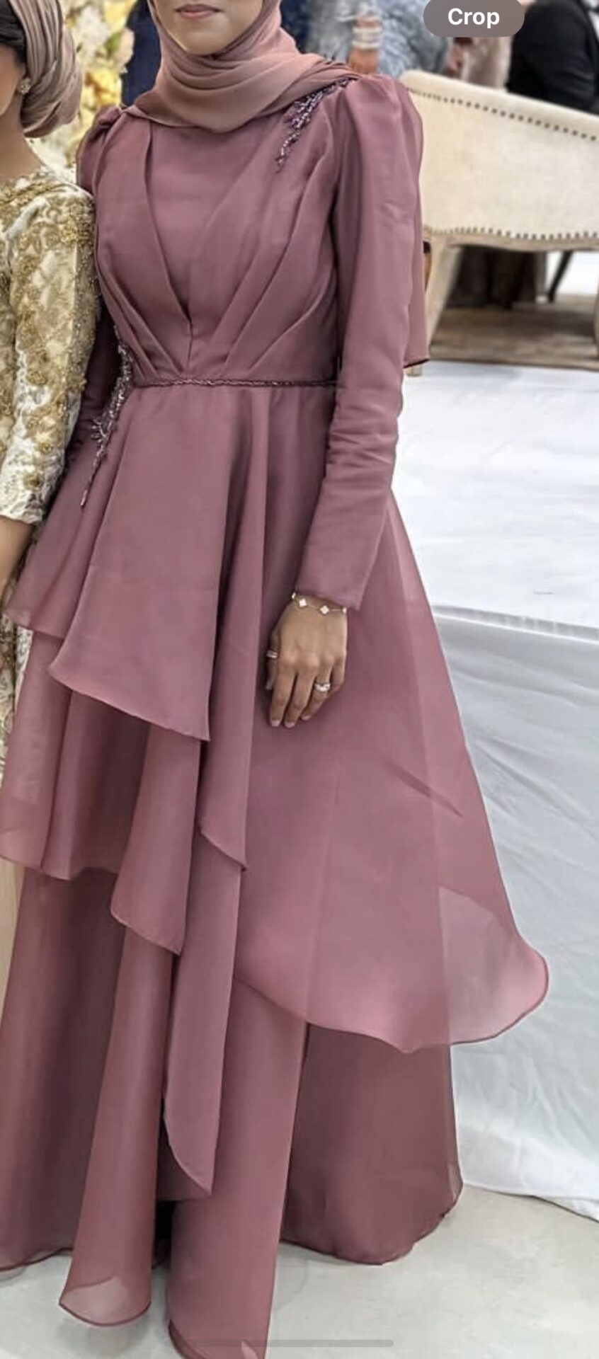 Dusky pink modest long gown/evening dress