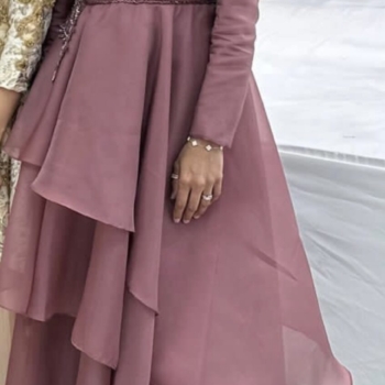 Dusky pink modest long gown/evening dress