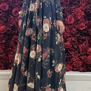 Full length floral dress. Custom made