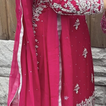 Hot pink 3pc Pakistani Formal Outfit